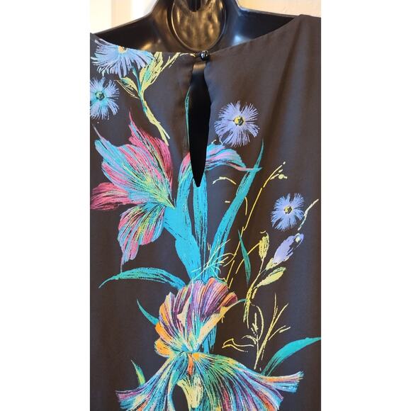 Connected Apparel Maxi Dress Black Tropical Flowers Lined size 14 - Picture 5 of 13